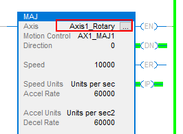 MAJ instruction with Axis1_Rotary tag called out